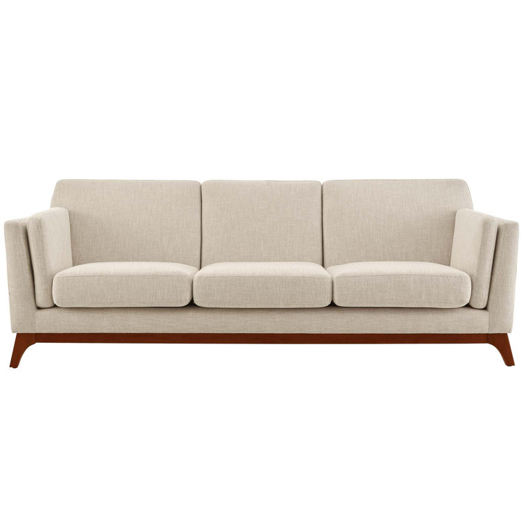 Chance Beige Fabric Sofa with Flared Arms and Removable Cushions