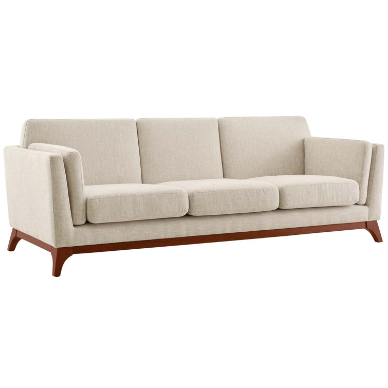 Chance Beige Fabric Sofa with Flared Arms and Removable Cushions