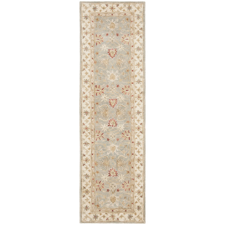 Antiquity Grey Blue and Beige Wool Hand-Tufted Runner Rug
