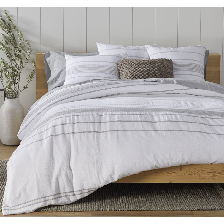 Ivory and Black Organic Cotton King Duvet Cover