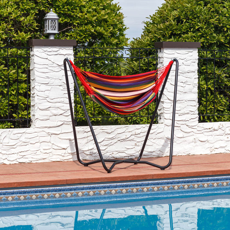 Sunset Multicolor Cotton Hanging Hammock Chair with Stand