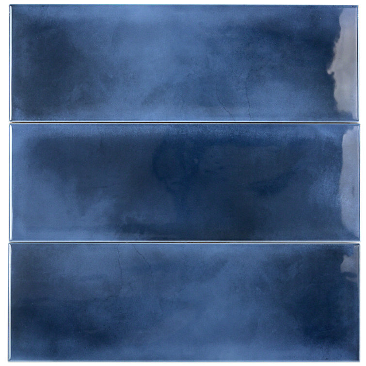 Turbine Camp 4" x 12" Blue Glossy Ceramic Subway Tile
