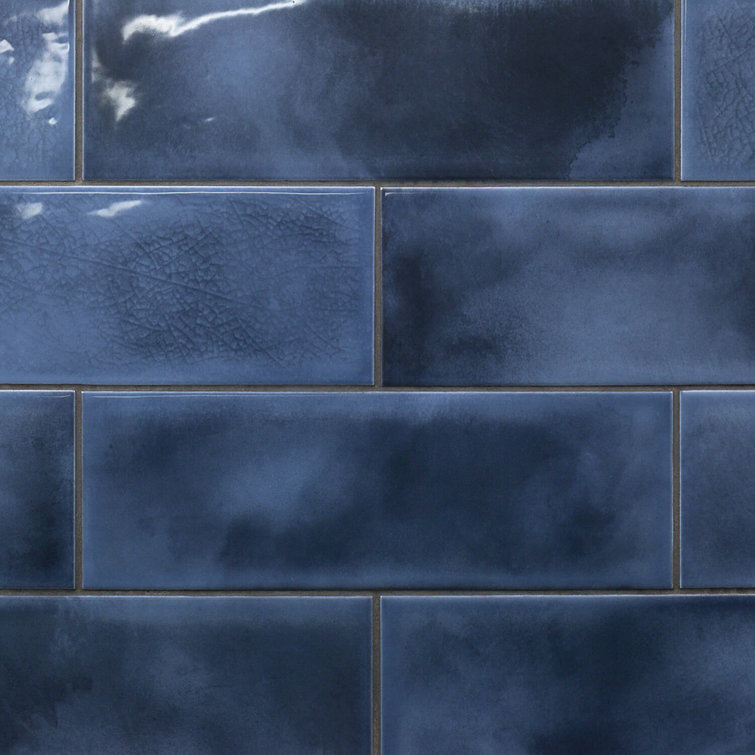 Turbine Camp 4" x 12" Blue Glossy Ceramic Subway Tile