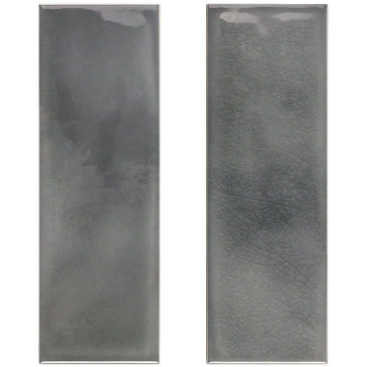 Gray Glossy Ceramic Subway Wall Tile 4" x 12"