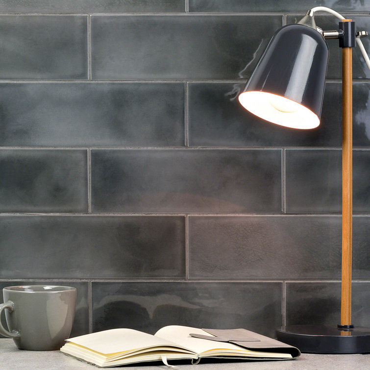 Gray Glossy Ceramic Subway Wall Tile 4" x 12"