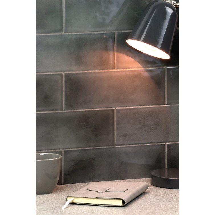 Gray Glossy Ceramic Subway Wall Tile 4" x 12"