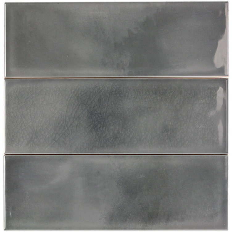 Gray Glossy Ceramic Subway Wall Tile 4" x 12"