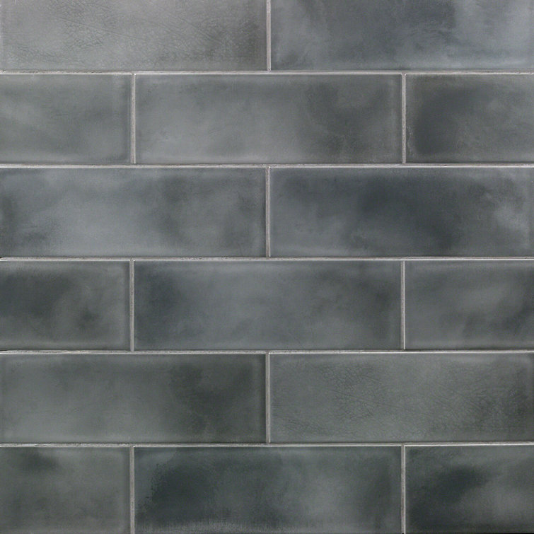 Gray Glossy Ceramic Subway Wall Tile 4" x 12"