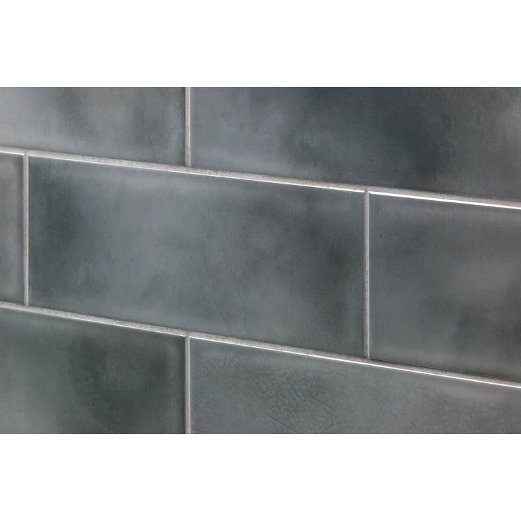 Gray Glossy Ceramic Subway Wall Tile 4" x 12"