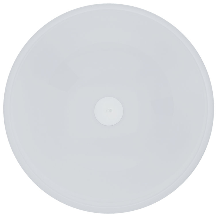 Elegant Frosted White 16.5" Tempered Glass Circular Vessel Sink