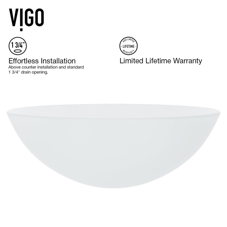 Elegant Frosted White 16.5" Tempered Glass Circular Vessel Sink