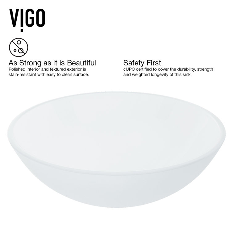 Elegant Frosted White 16.5" Tempered Glass Circular Vessel Sink
