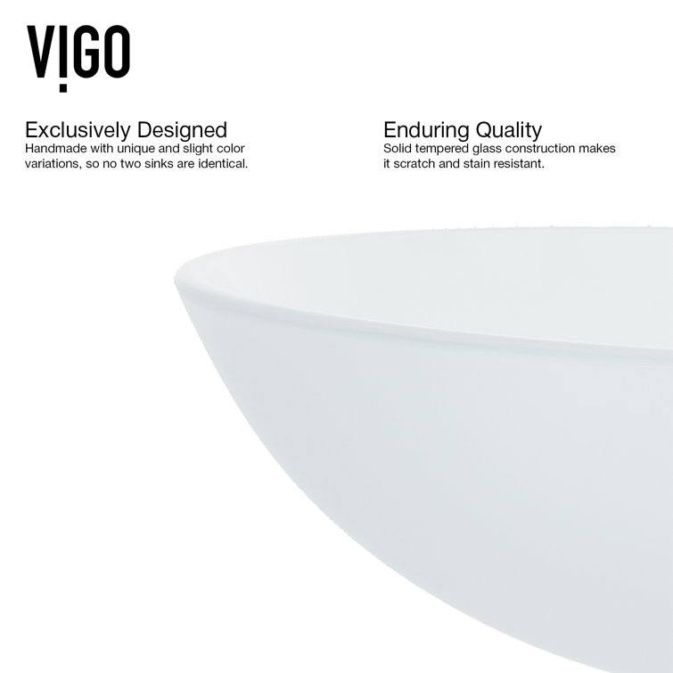 Elegant Frosted White 16.5" Tempered Glass Circular Vessel Sink