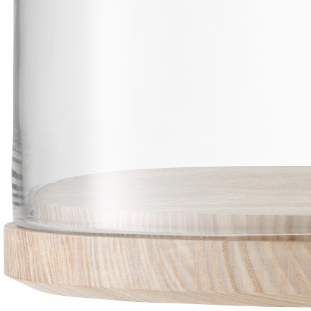 Contemporary Clear Glass Round Cake Stand with Handmade Ash Base