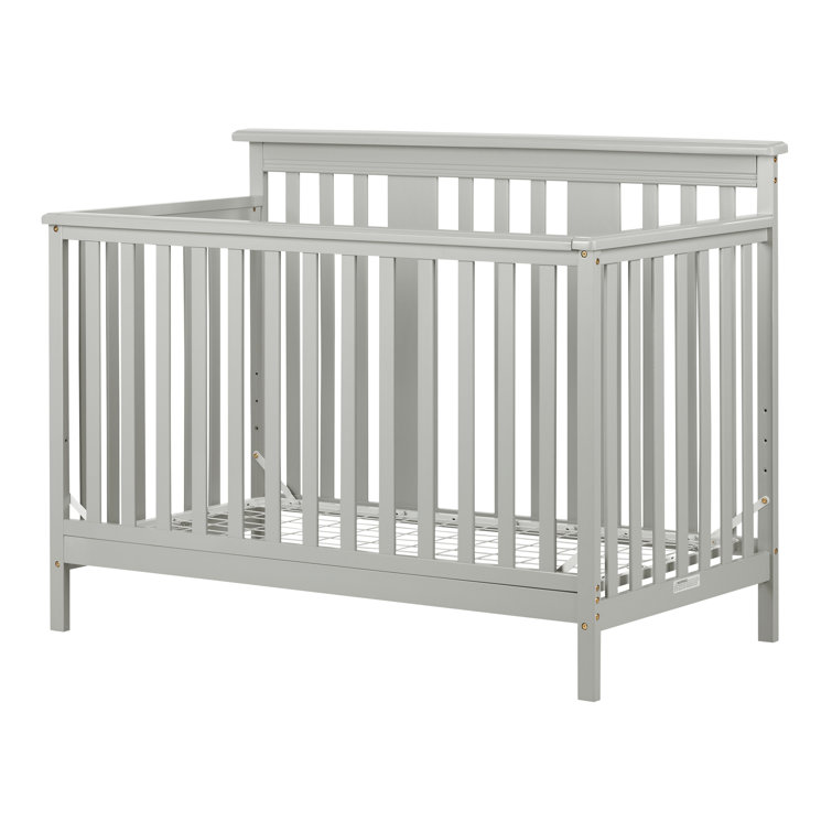 Soft Gray 2-in-1 Convertible Baby Crib with Toddler Rail