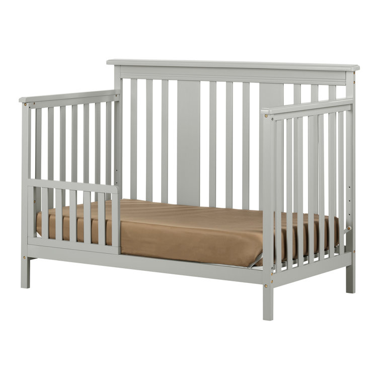 Soft Gray 2-in-1 Convertible Baby Crib with Toddler Rail