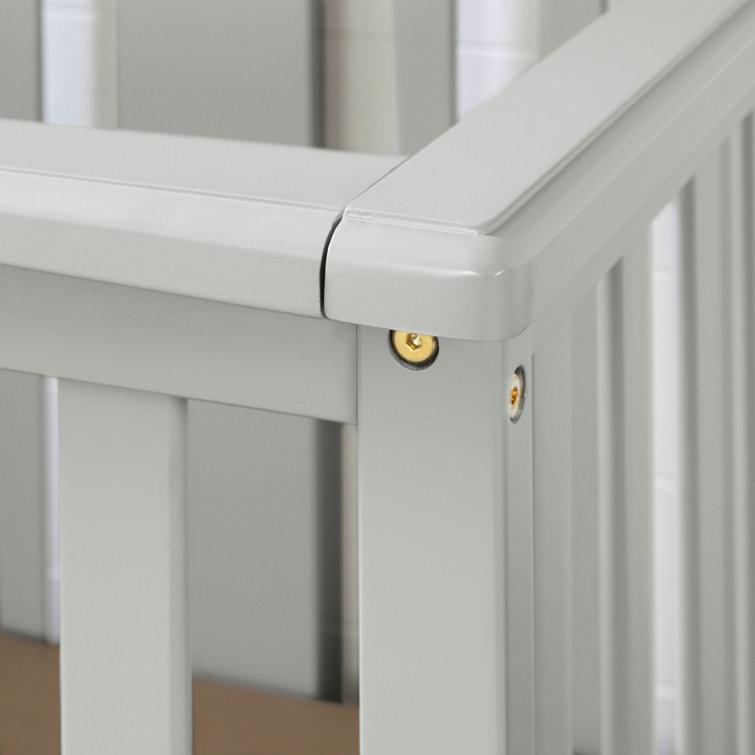 Soft Gray 2-in-1 Convertible Baby Crib with Toddler Rail