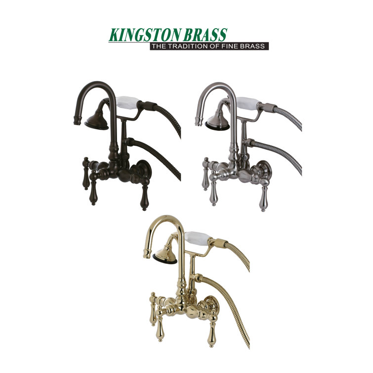 Polished Chrome Vintage Wall Mount Clawfoot Tub Faucet with Hand Shower