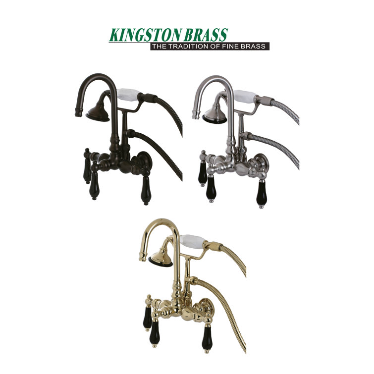 Polished Chrome Wall Mount Clawfoot Tub Faucet with Hand Shower