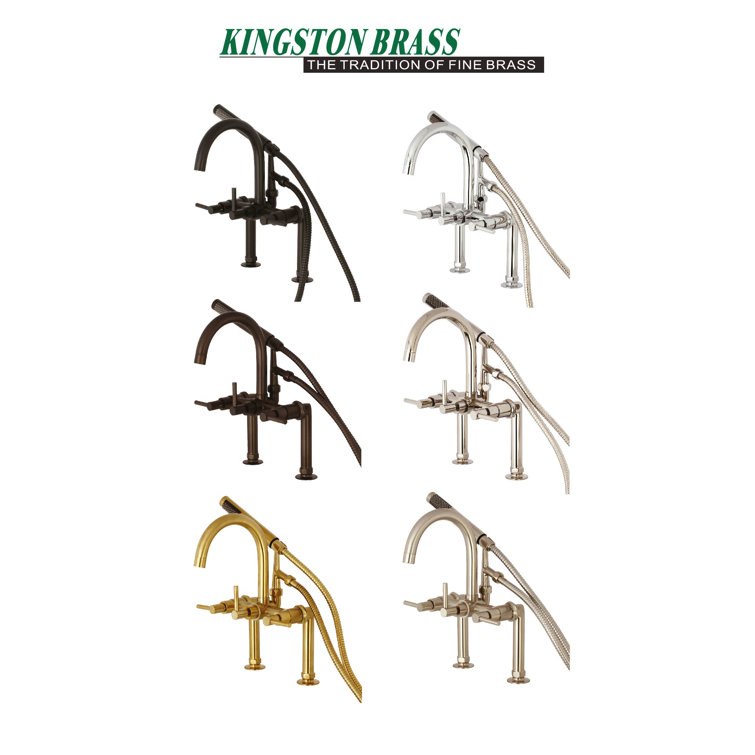 Matte Black Brass Deck Mount Clawfoot Tub Faucet with Hand Shower