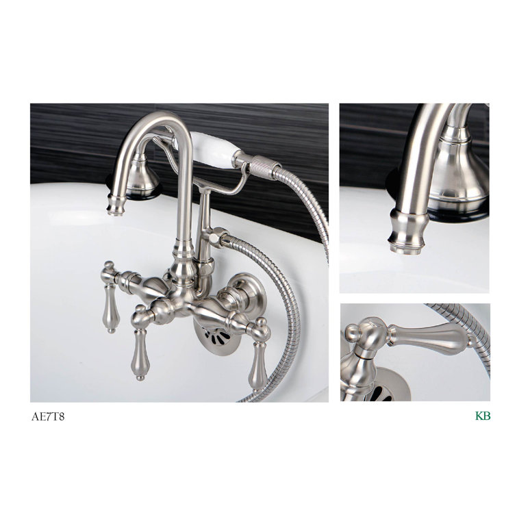 Elegant Vintage High-Arc Clawfoot Tub Faucet with Handshower in Brushed Nickel