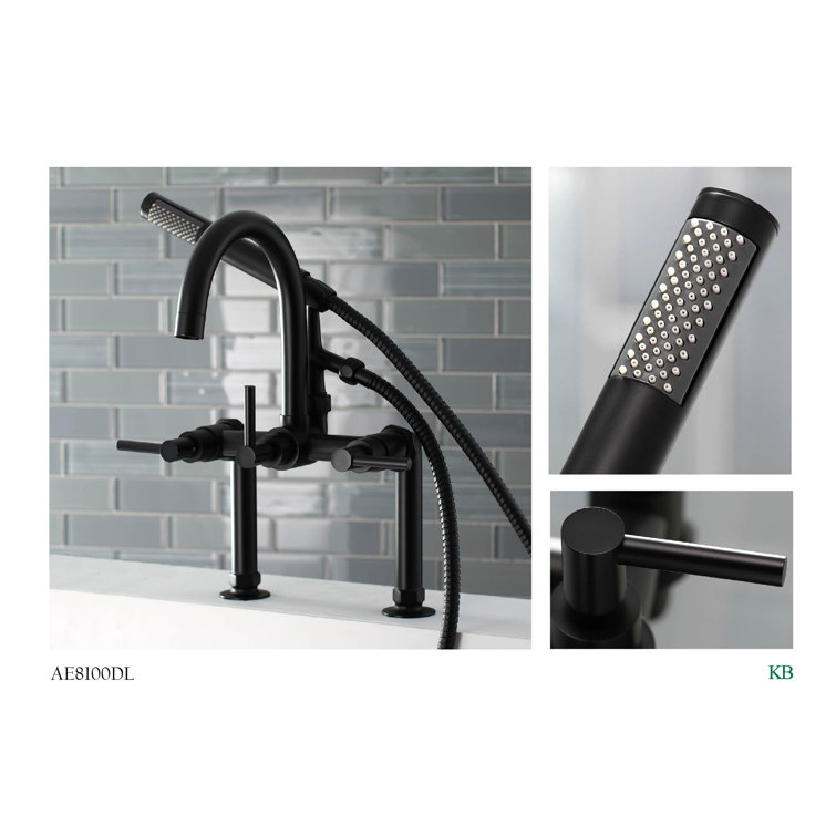 Matte Black Brass Deck Mount Clawfoot Tub Faucet with Hand Shower