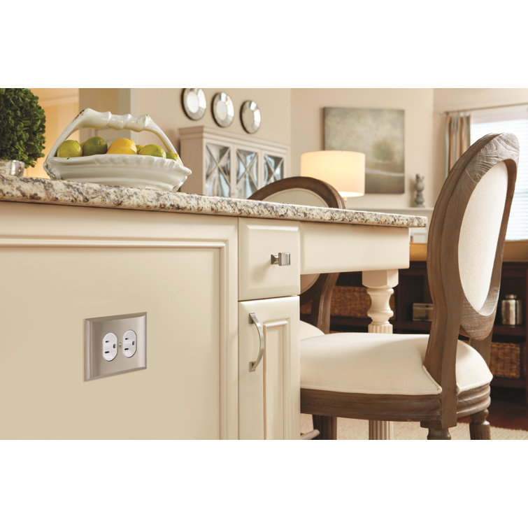 Satin Nickel Rectangular Cabinet Knob with Mounting Hardware