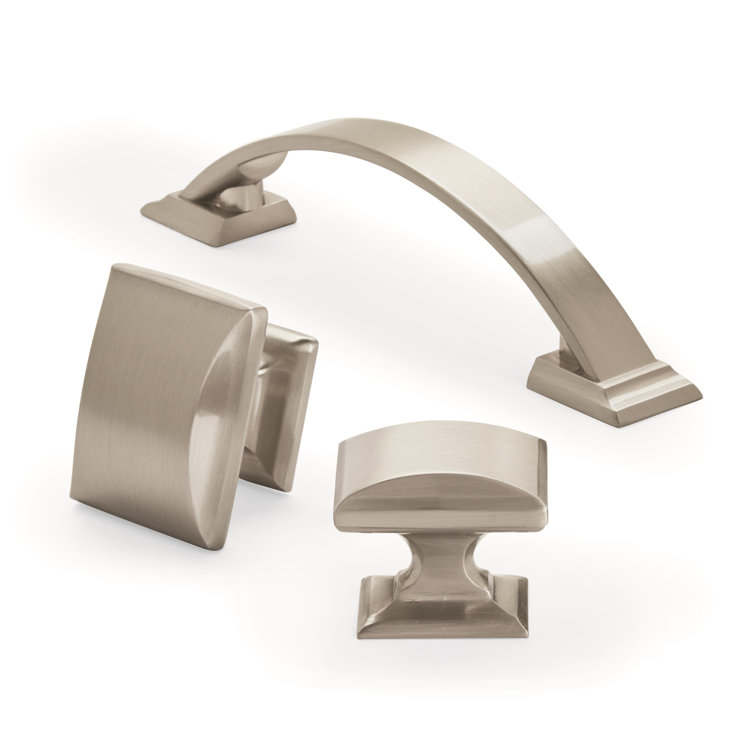 Satin Nickel Rectangular Cabinet Knob with Mounting Hardware