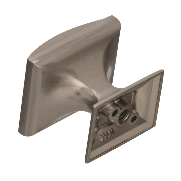 Satin Nickel Rectangular Cabinet Knob with Mounting Hardware