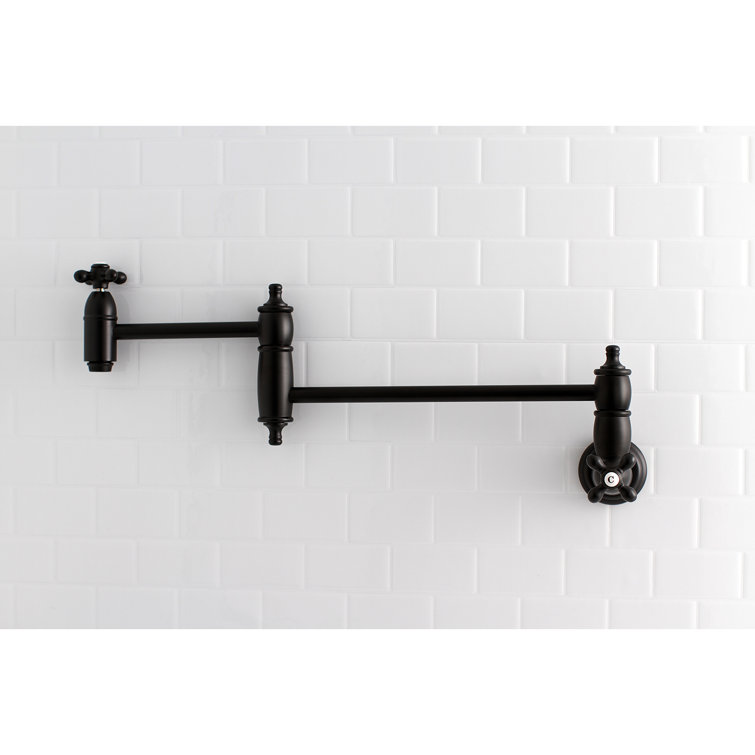 Matte Black Brass Wall Mount Pot Filler Faucet