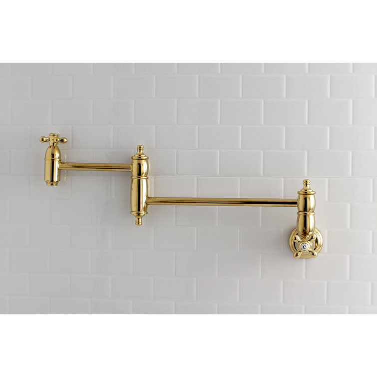 Polished Brass Traditional Wall Mount Pot Filler Faucet