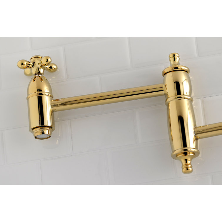 Polished Brass Traditional Wall Mount Pot Filler Faucet