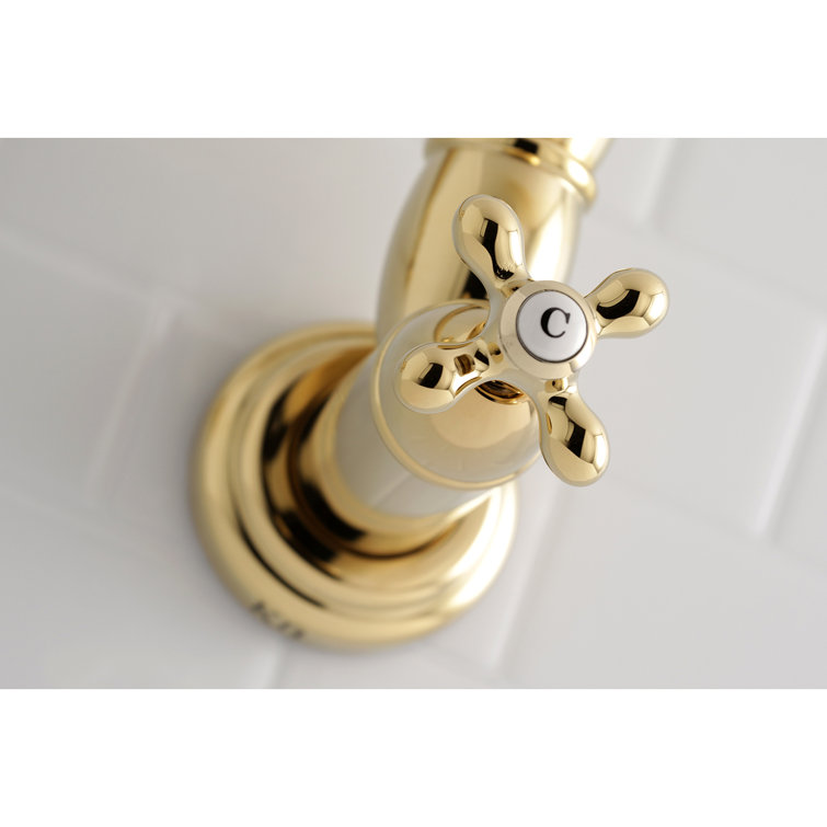 Polished Brass Traditional Wall Mount Pot Filler Faucet