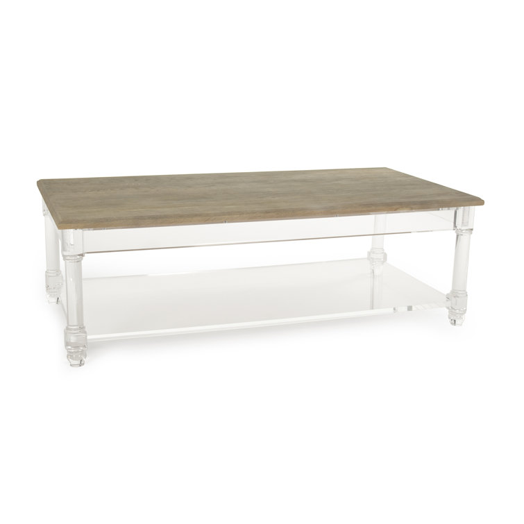 Corbin Rectangular Wood and Glass Coffee Table with Storage