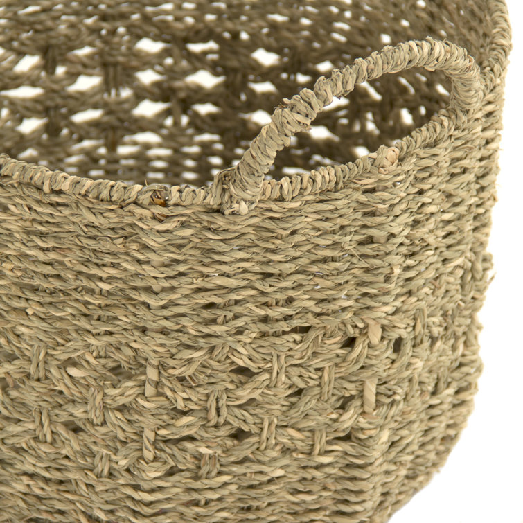 Cottage Charm Round Seagrass Storage Basket 15x15x15