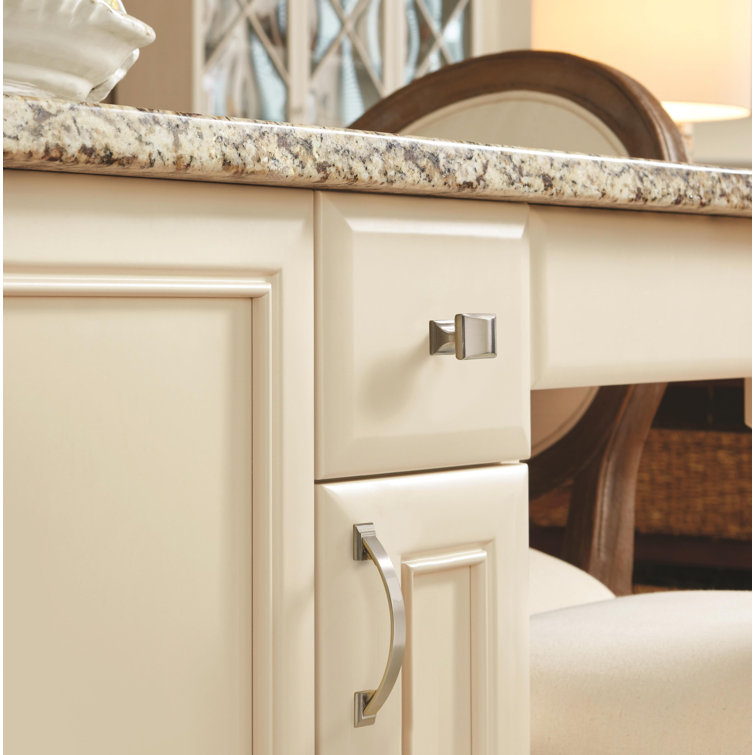 Satin Nickel Rectangular Cabinet Knob with Mounting Hardware