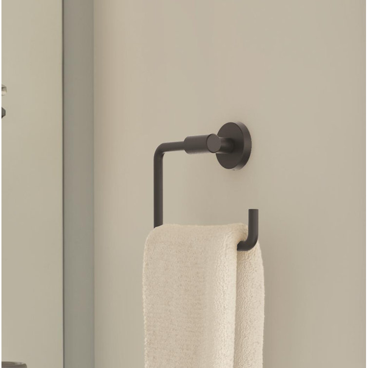 Matte Black Modern Wall Mounted Towel Ring