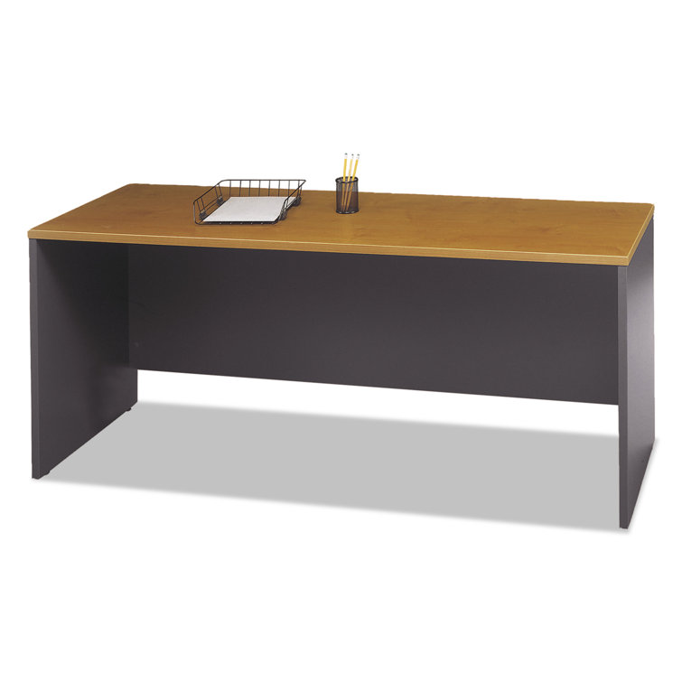 Natural Cherry and Graphite Gray Executive Desk with Drawer and Filing Cabinet