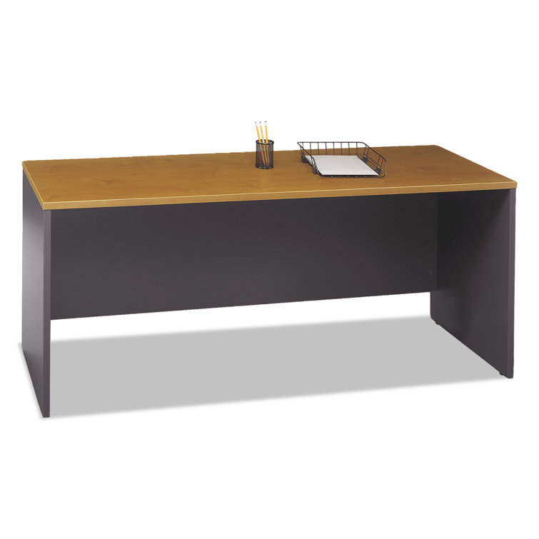 Natural Cherry and Graphite Gray Executive Desk with Drawer and Filing Cabinet