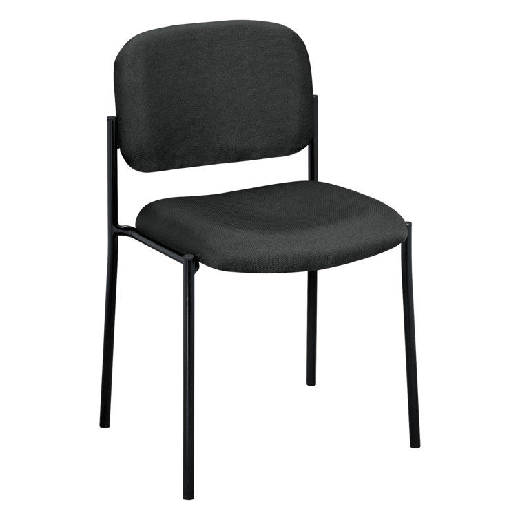 Contemporary Charcoal Fabric Stacking Guest Chair with Metal Frame