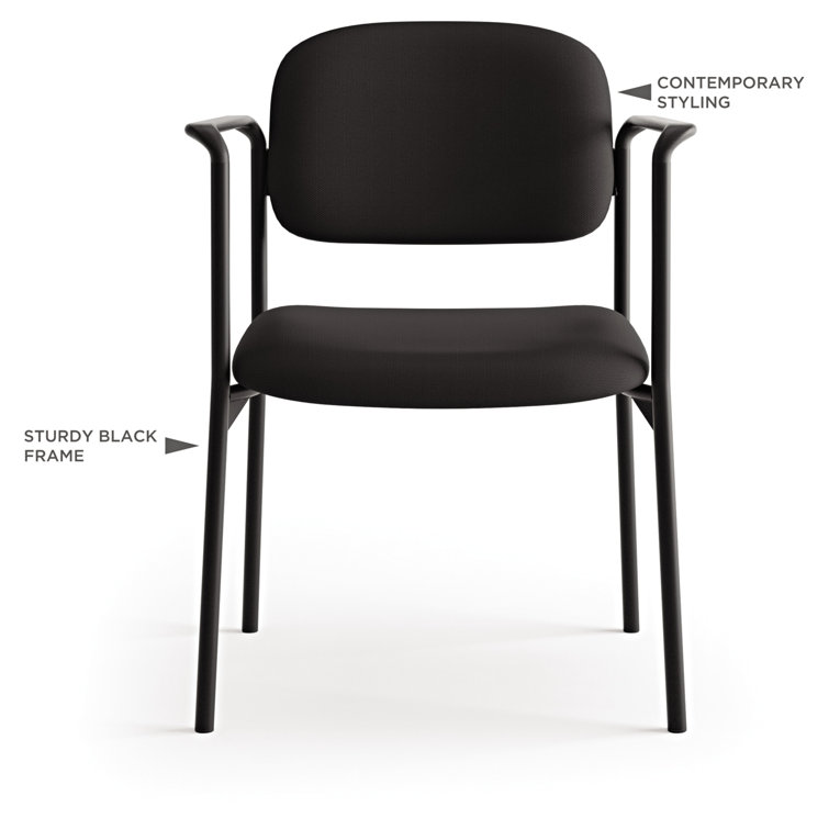 Contemporary Charcoal Fabric Guest Chair with Metal Frame
