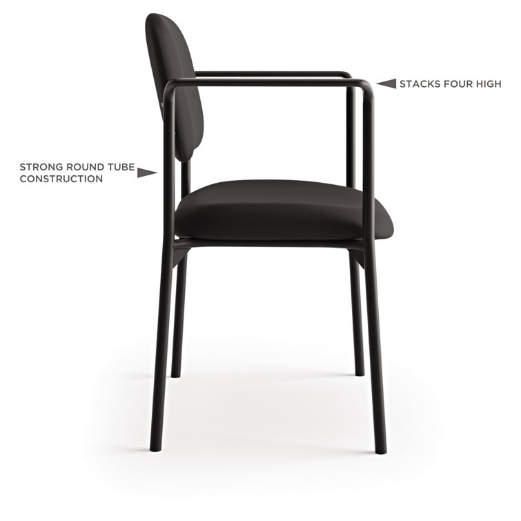 Contemporary Charcoal Fabric Guest Chair with Metal Frame