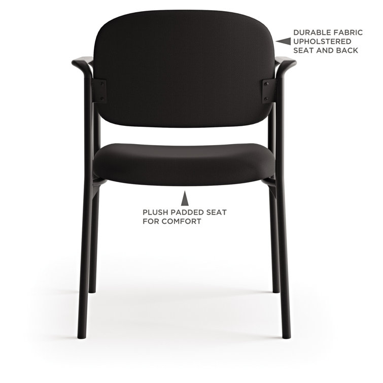 Contemporary Charcoal Fabric Guest Chair with Metal Frame