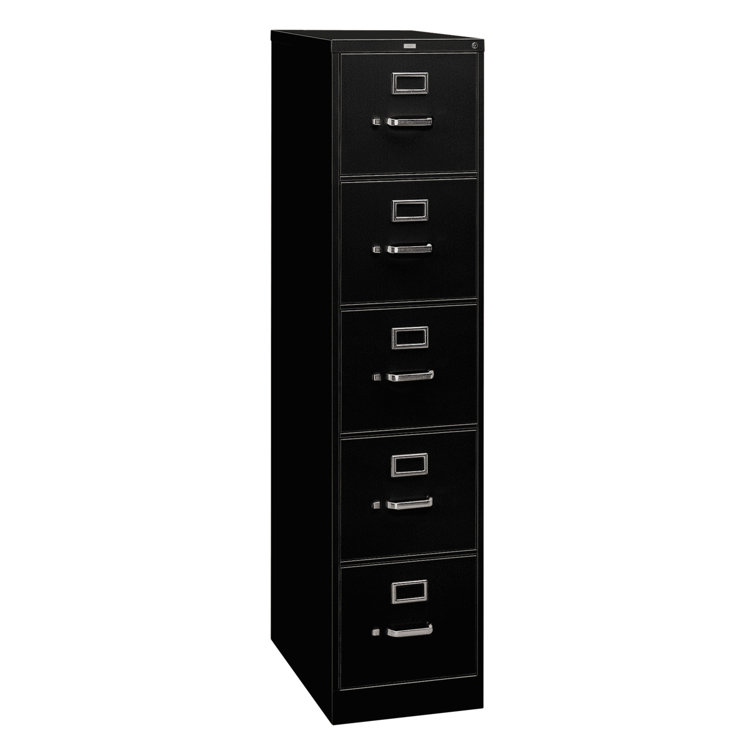 Sleek Black 5-Drawer Legal Size Lockable Vertical Filing Cabinet