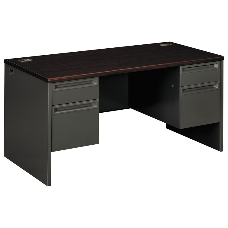 Executive Mahogany Charcoal Desk with Filing Cabinet and Drawer
