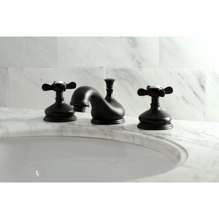 Essex 8-inch Matte Black Brass Wide Bathroom Faucet with Drain
