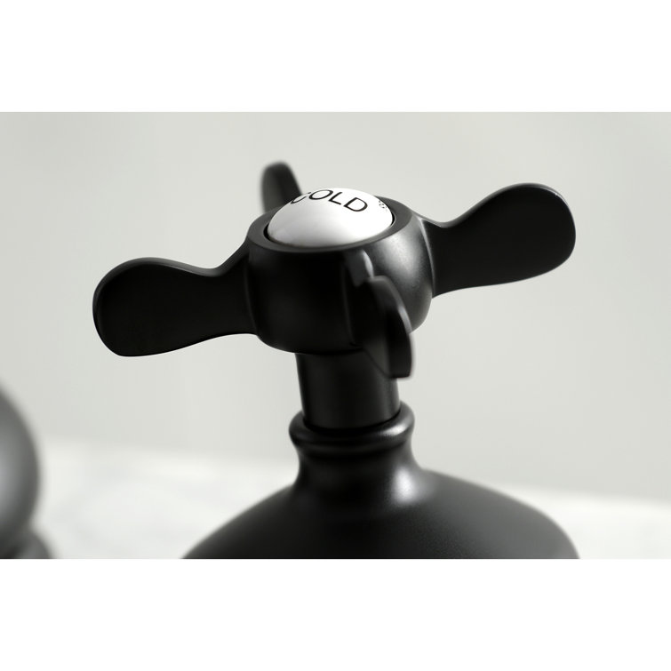 Essex 8-inch Matte Black Brass Wide Bathroom Faucet with Drain