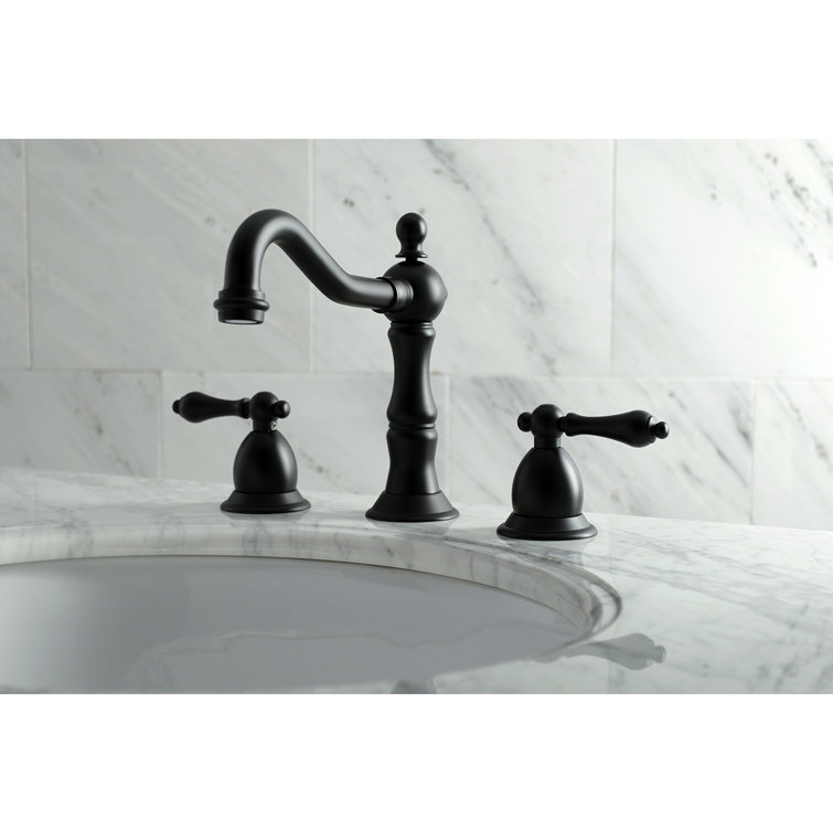 Heritage Matte Black 8-inch Widespread Brass Bathroom Faucet