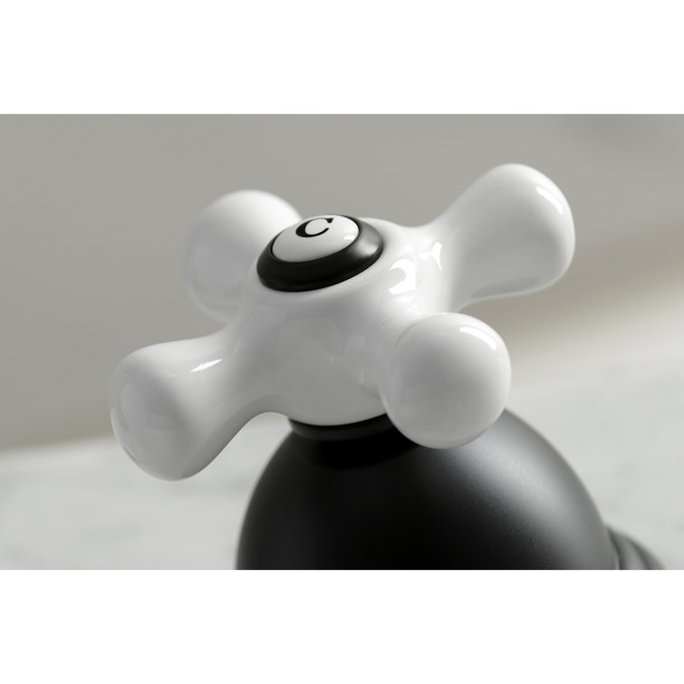 Matte Black and White Widespread Bathroom Faucet with Drain Assembly