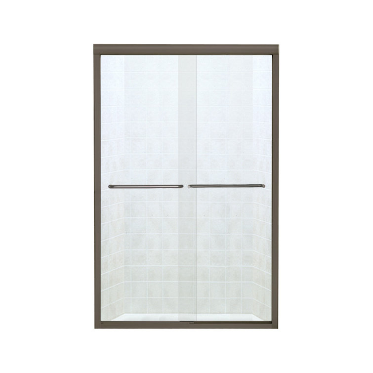 Deep Bronze Frameless Sliding Shower Door with Clear Glass